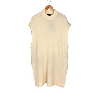 Vero Moda Daria High Neck Long Knit Sweater Vest Cream Size Medium NWT